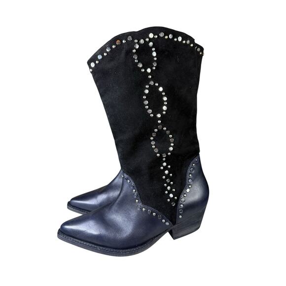 Free People Jackson Studded Western Boot Black Leather EU 40 US 10 - Picture 8 of 11